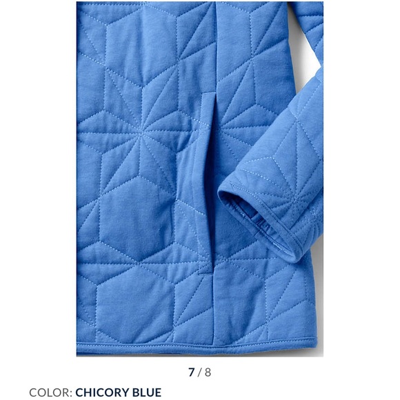 Lands’ End Bright Blue Quilted Insulated Jacket Snaps Barn Jacket - Picture 5 of 14